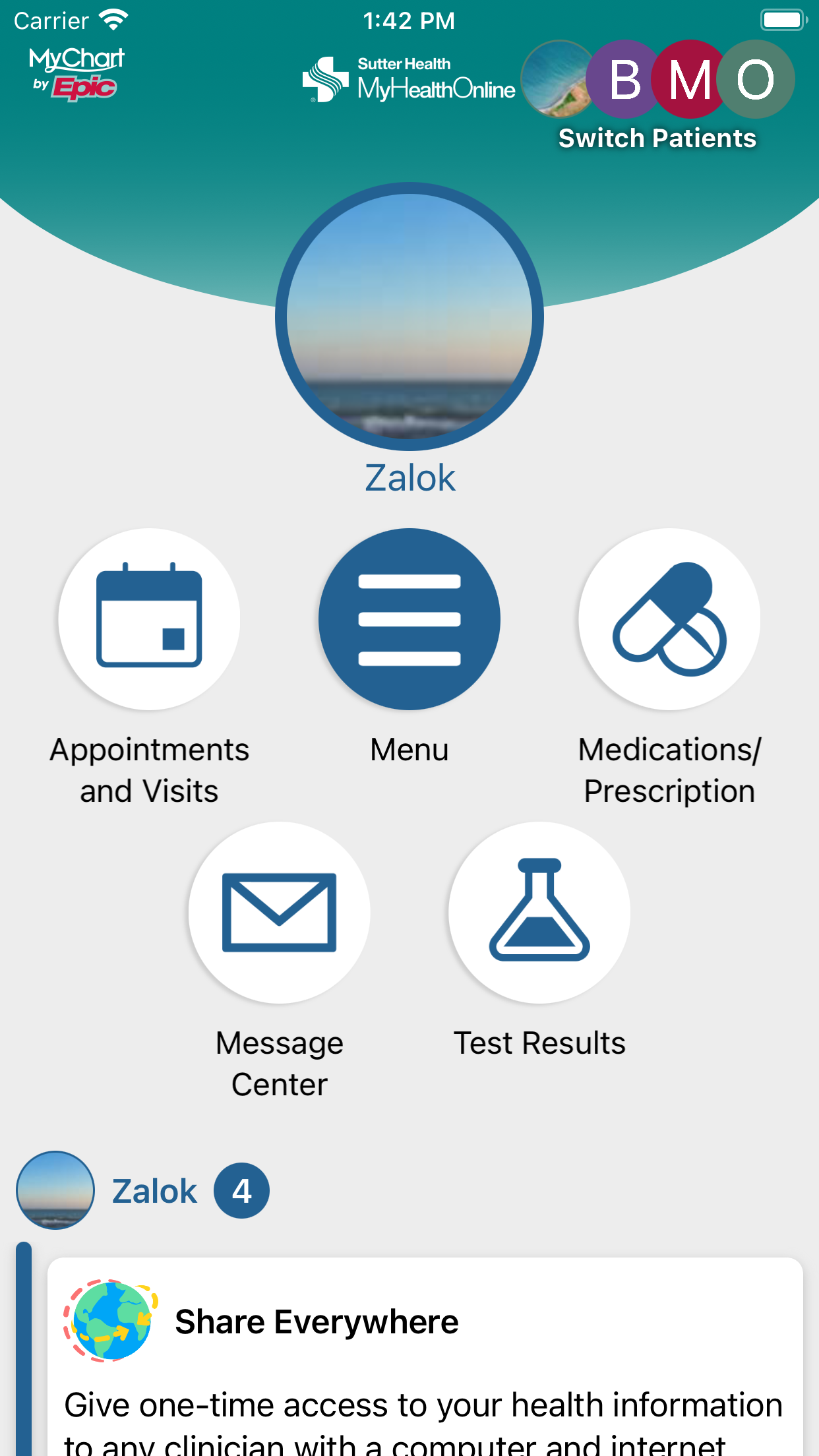 Sutter Health My Health Online screenshot 2