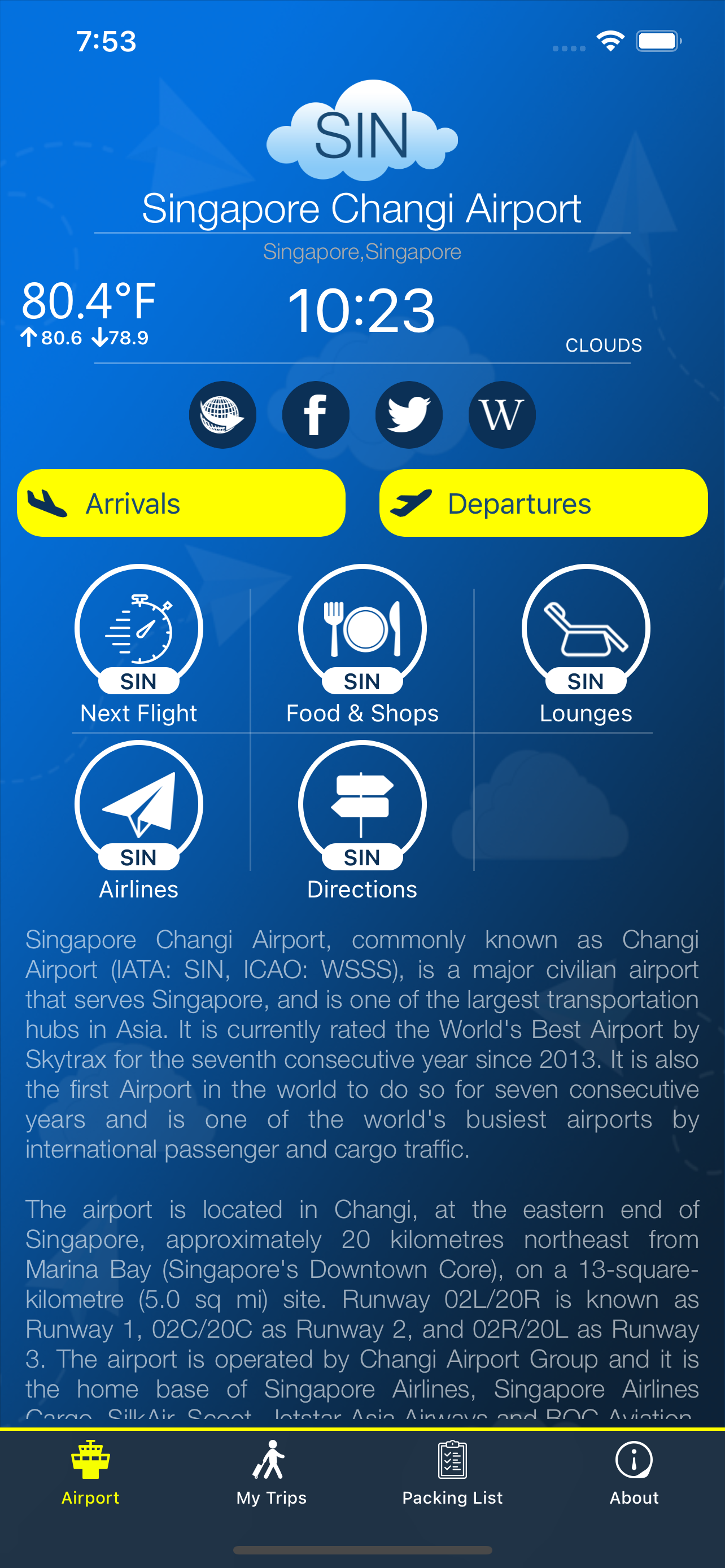 Changi Airport (SIN) + Radar