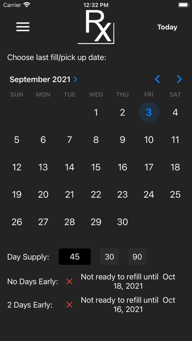 Rx Corner - Calendar Screenshot