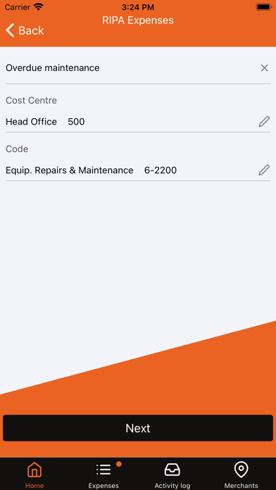 RIPA Expenses Screenshot