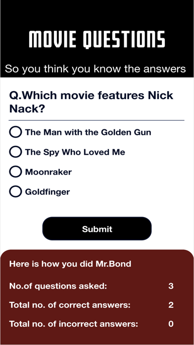 Bond Trivia Screenshot