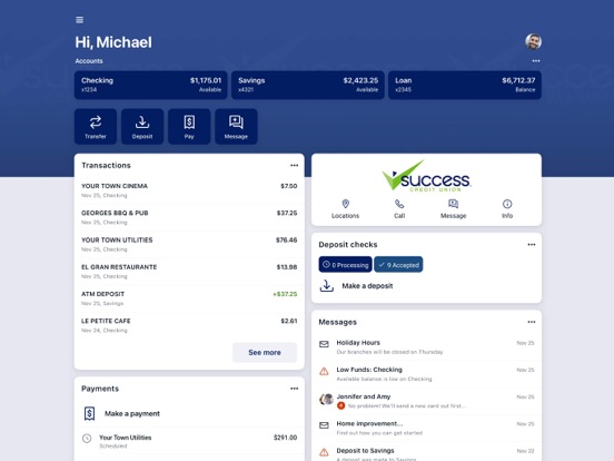 Success CU iPad screenshot 1 - Finance app