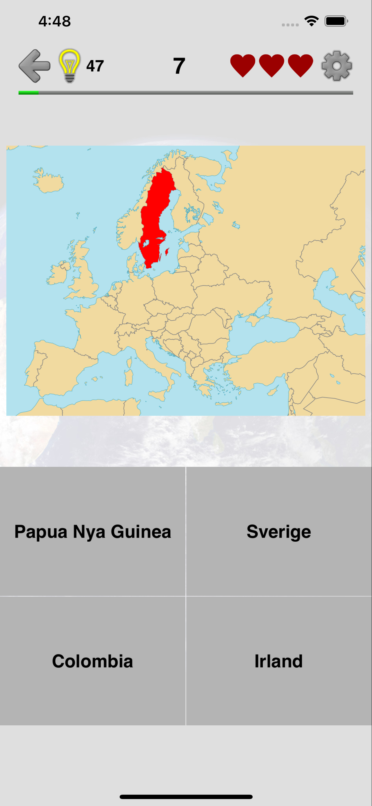 Kartor över alla länder - Quiz