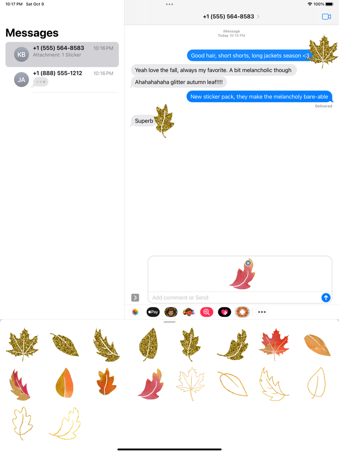 Glitter Fall Leaves Stickers