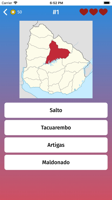 Uruguay: Departments Map Quiz Screenshot