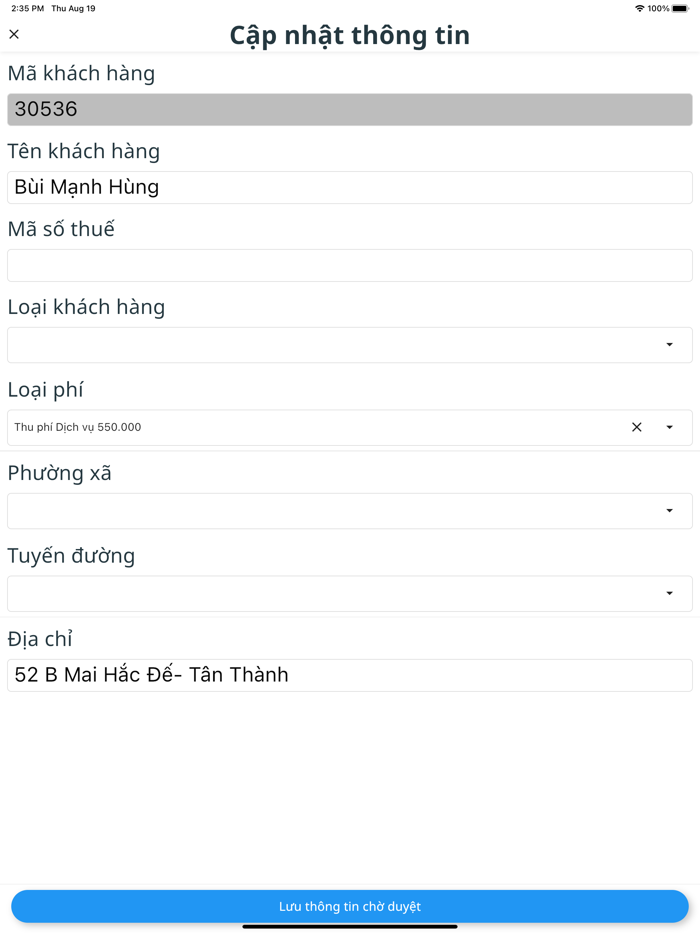 Thu phí vệ sinh