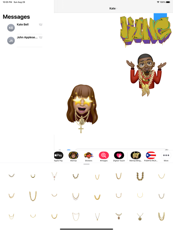 Screenshot #6 pour Memoji Bling Gold Chain Graffi