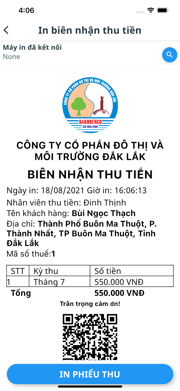 Thu phí vệ sinh