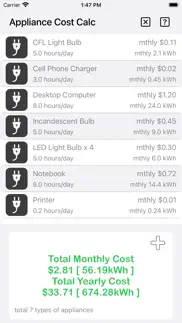 appliance cost calculator plus iphone screenshot 1