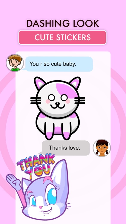 Cute Cat Pink Stickers Pack screenshot-3