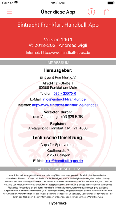 Eintracht Frankfurt Handball Screenshot
