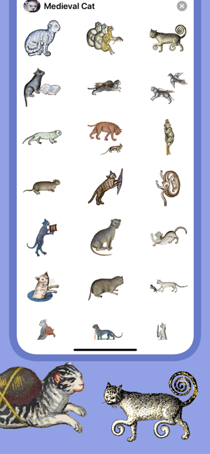 ‎Schermata di adesivi per gatti medievali