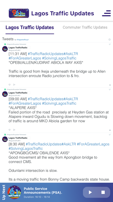 Lagos Traffic Radio 96.1 FM Screenshot