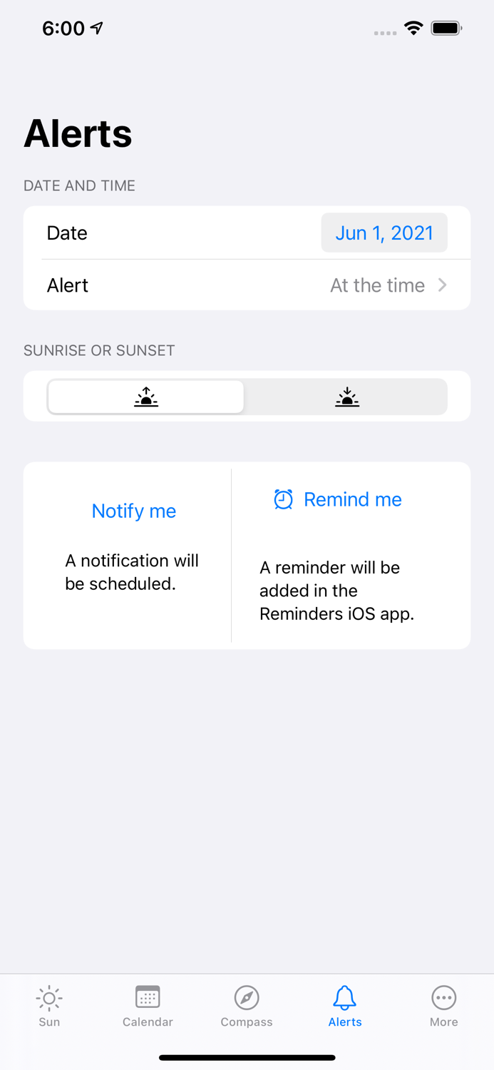 Sunrise and Sunset time