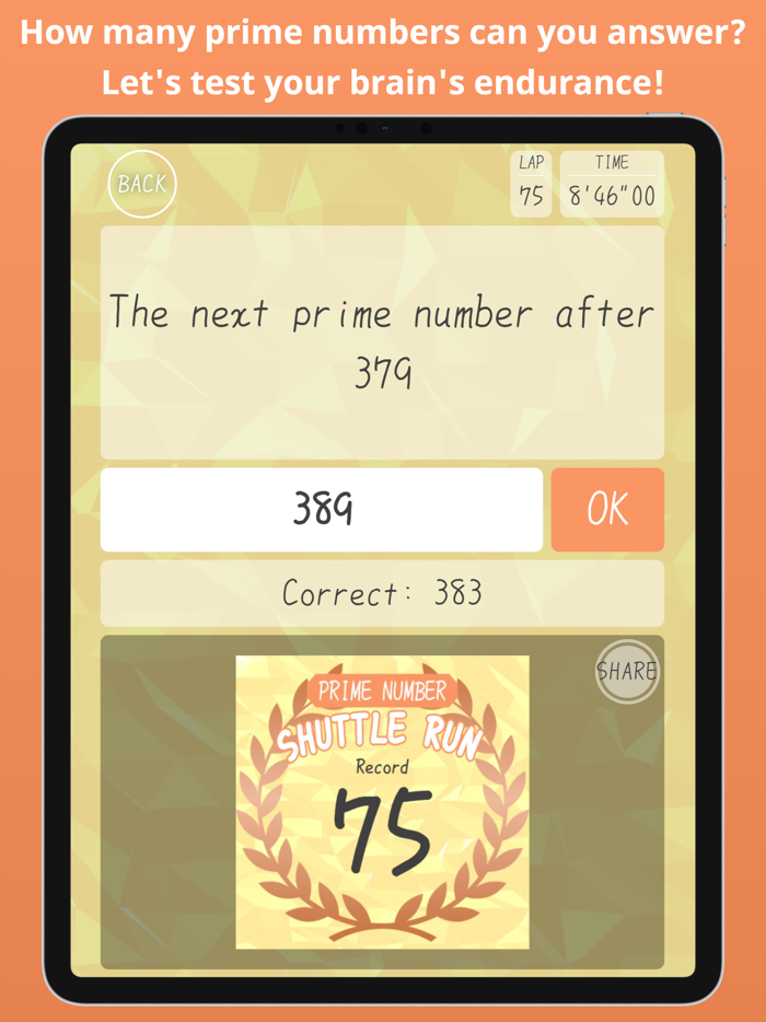 Prime Number Shuttle Run