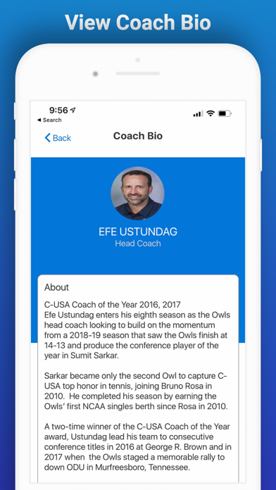 College Tennis App Screenshot