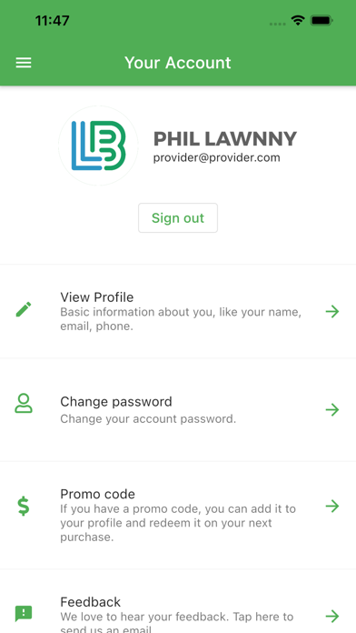 Lawn Buddy Homeowner App Screenshot