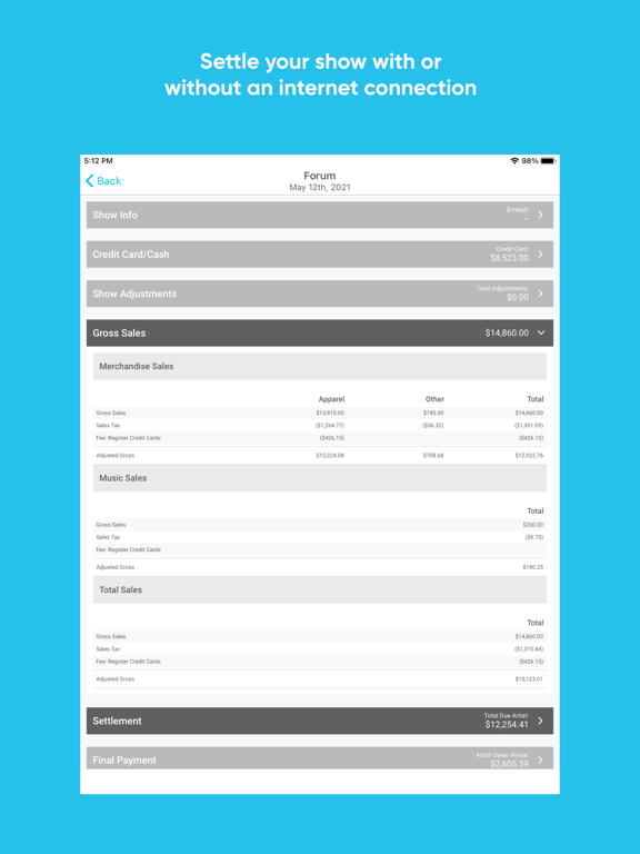 Artist Manager by atVenu iPad screenshot 4 - Music app