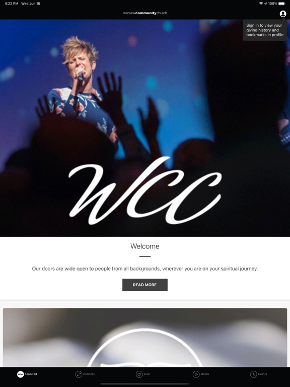Warsaw Community Church iPad screenshot 1 - Lifestyle app