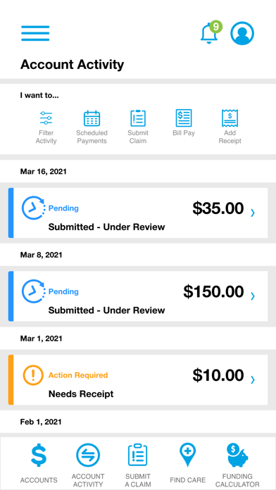 MBH Spending Account Screenshot