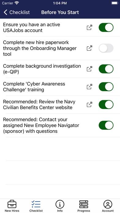 NAVAIR Onboarding App Screenshot