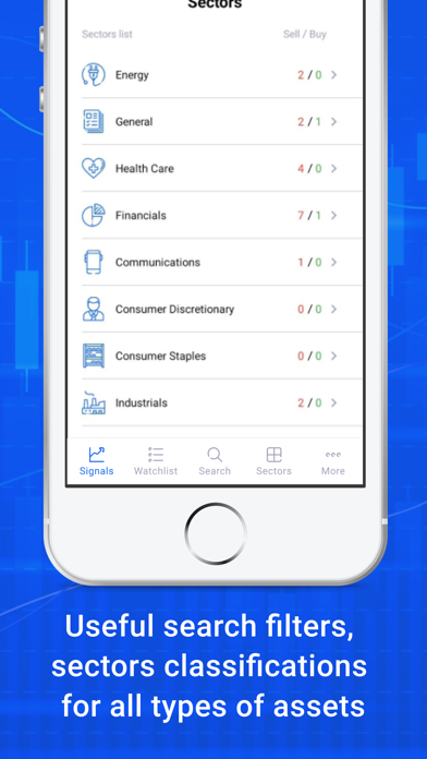 Stock market signals app Screenshot