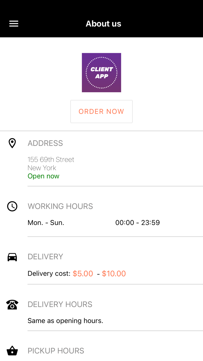 My Restaurant Client App