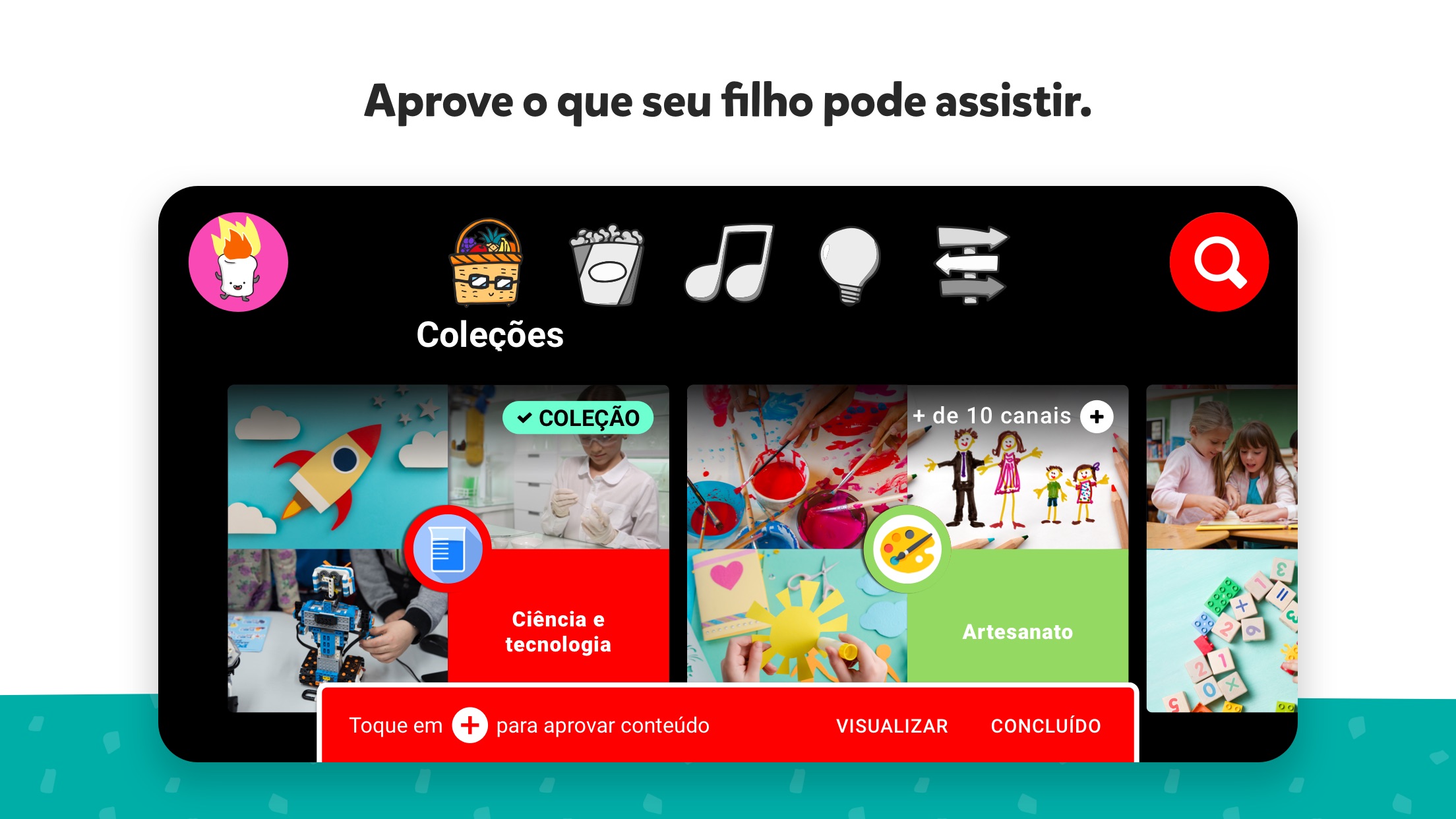 Screenshot do app YouTube Kids