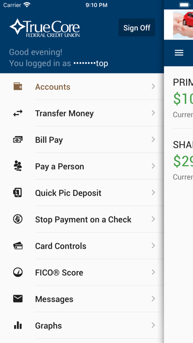TrueCore FCU Mobile Banking Screenshot