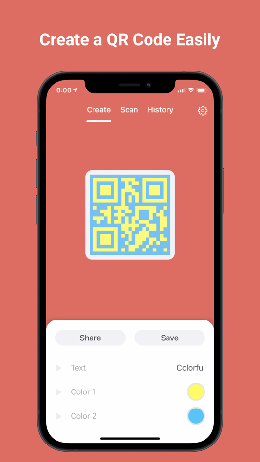#1. Colorful - Simple QR Code App (iOS) 由: Kaito Hattori