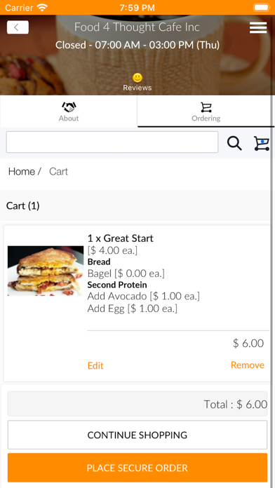 Food 4 Thought Cafe Screenshot