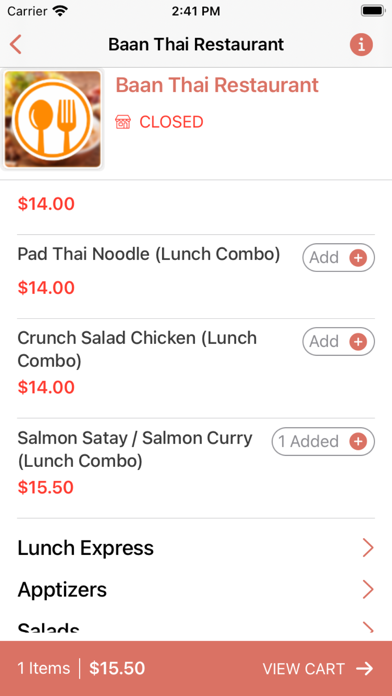 Baan Thai Restaurant Screenshot