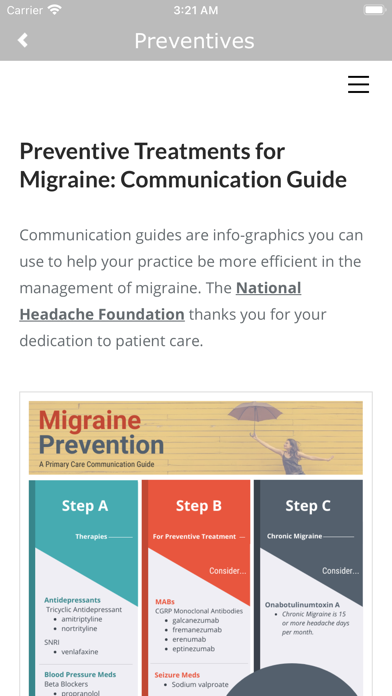 Primary Care Migraine© NHF Screenshot