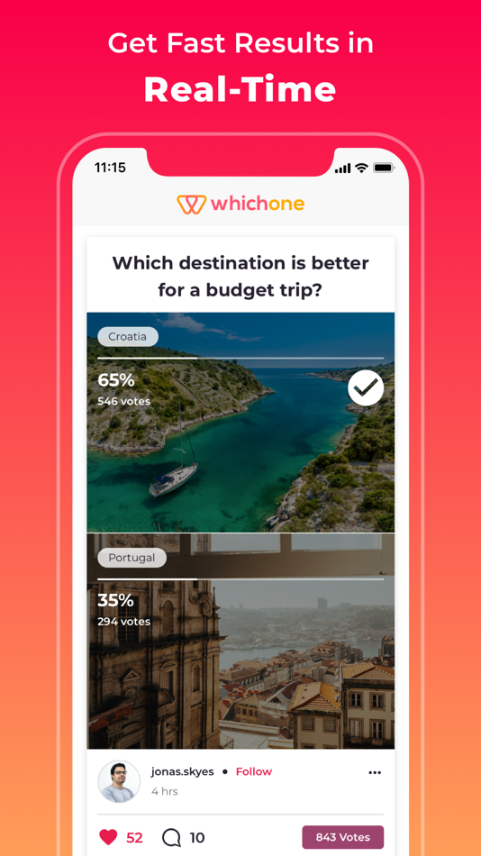 #3. WhichOne - Compare with Polls (iOS) By: Brandon Barooah