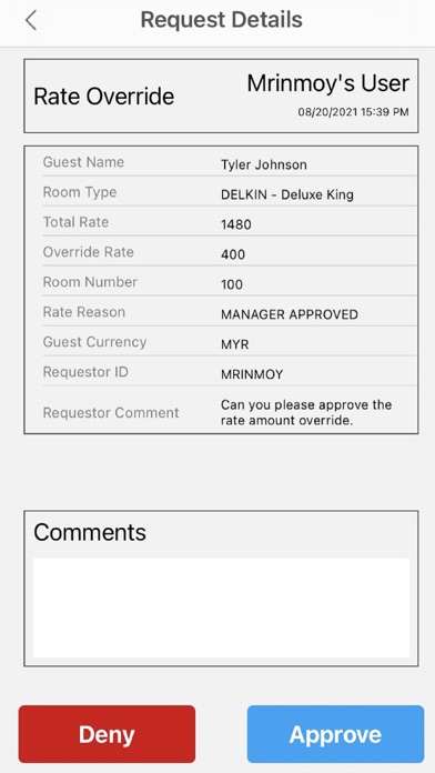 Infor HMS Approval Screenshot