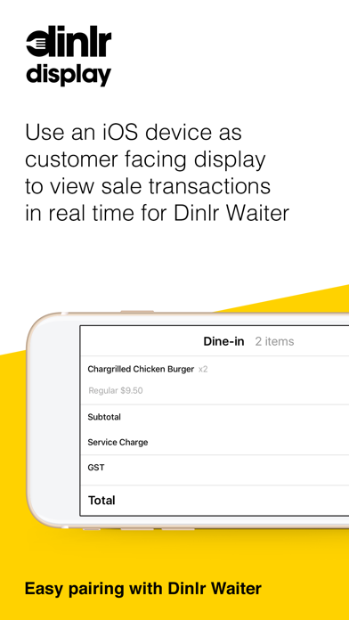 Dinlr Customer Display: CDS Screenshot