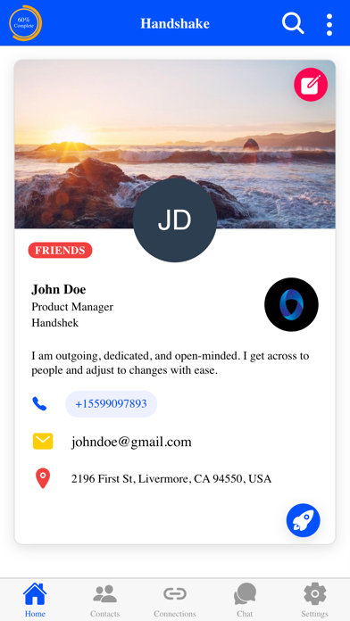 Handshake Smart Business Card Screenshot