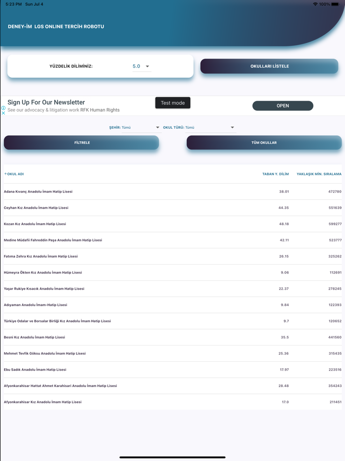 Deneyim LGS Tercih Robotu