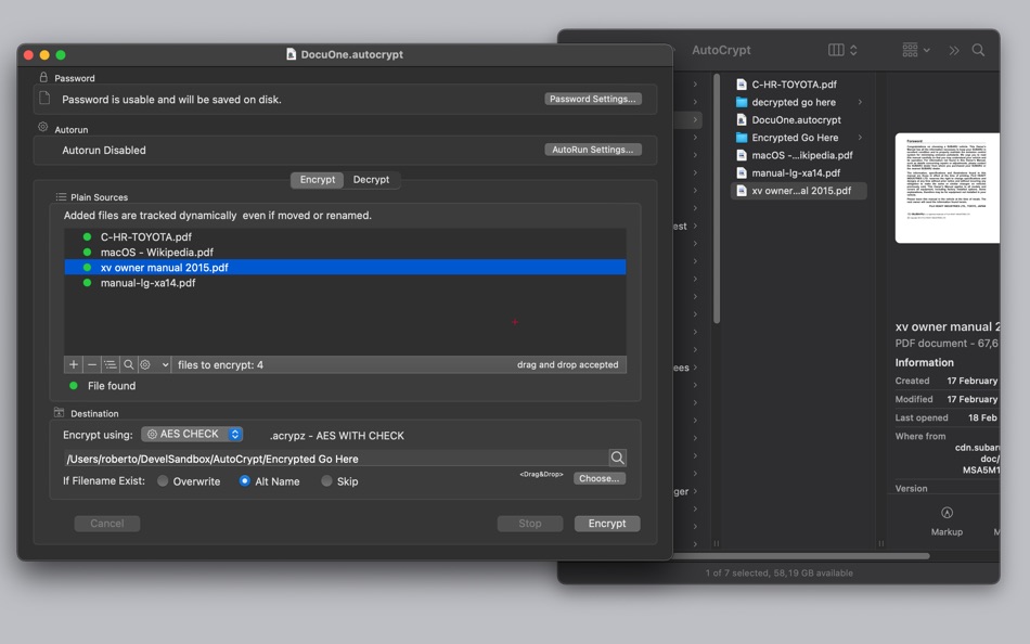 #2. AutoCrypt (macOS) 게시자: Roberto Panetta