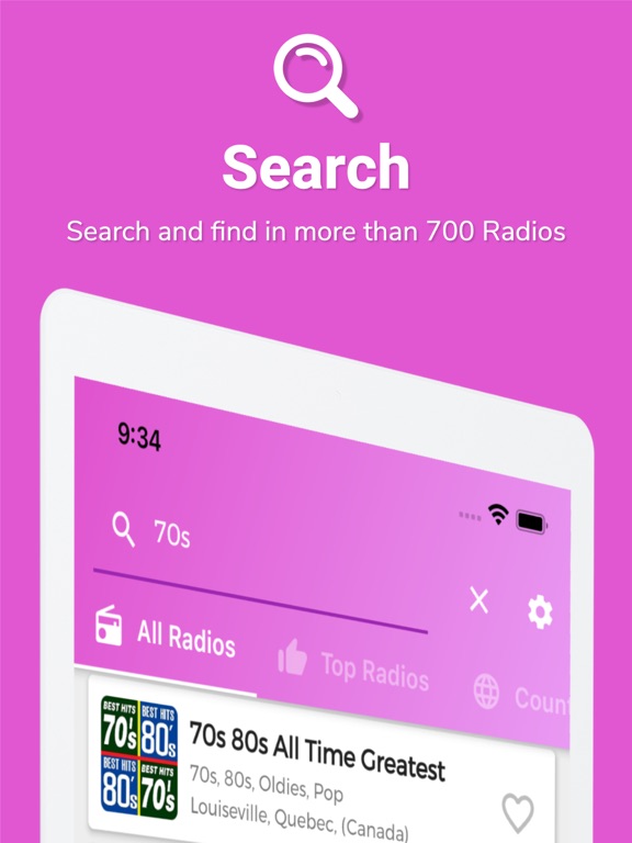 70s Radio - 70s Music iPad screenshot 3 - Music app