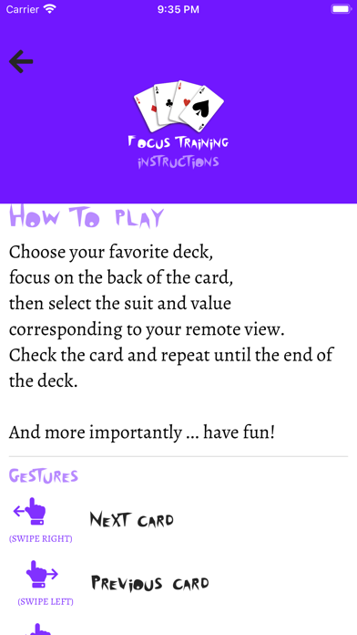 Focus Training w Playing Cards Screenshot
