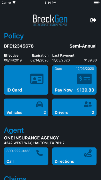 BreckGen Auto Insurance Screenshot