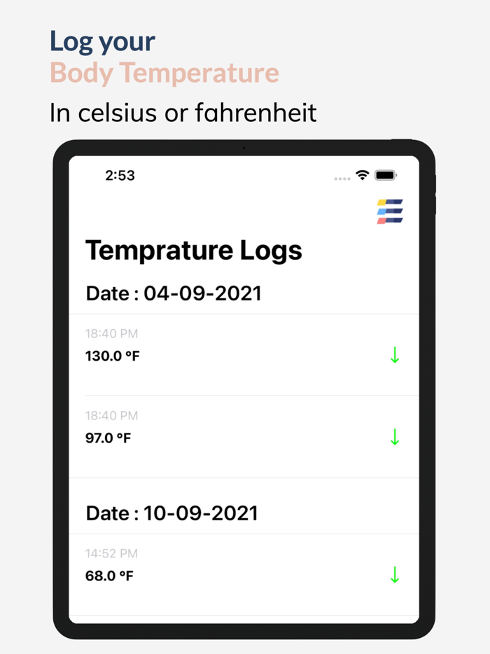Body temperature log recorder