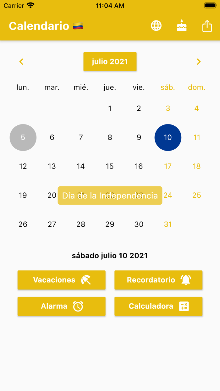 Calendario Colombia 2023