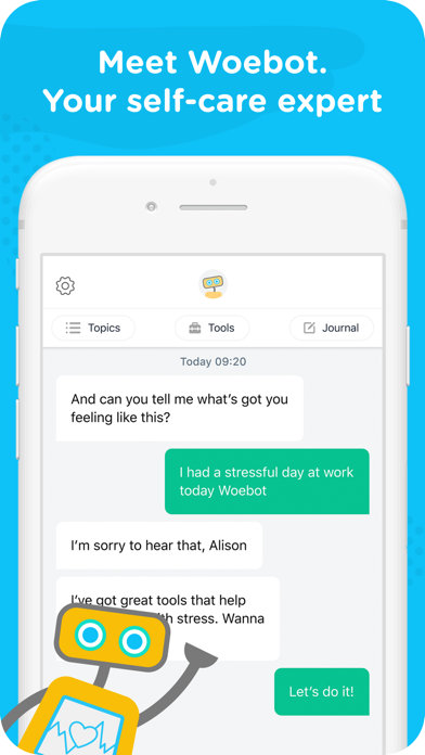 Screenshot #1 pour Woebot: Your Self-Care Expert