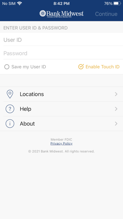 Bankmw Mobile for iPhone Screenshot