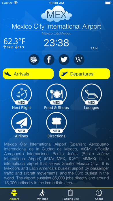 Mexico City Airport MEX +Radar Screenshot