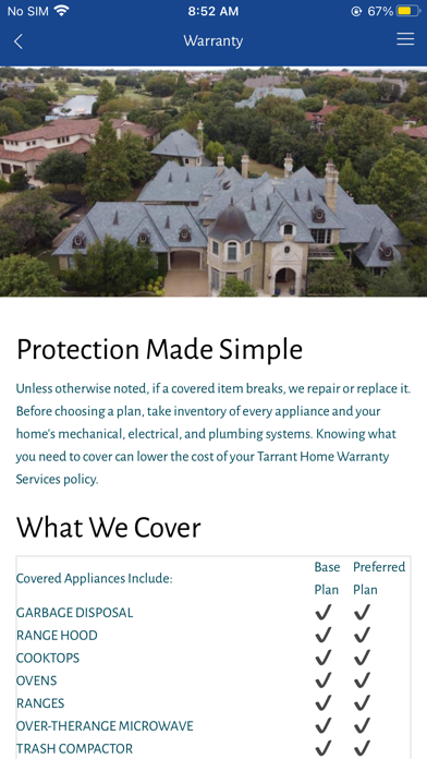 Tarrant Home Warranty Services Screenshot