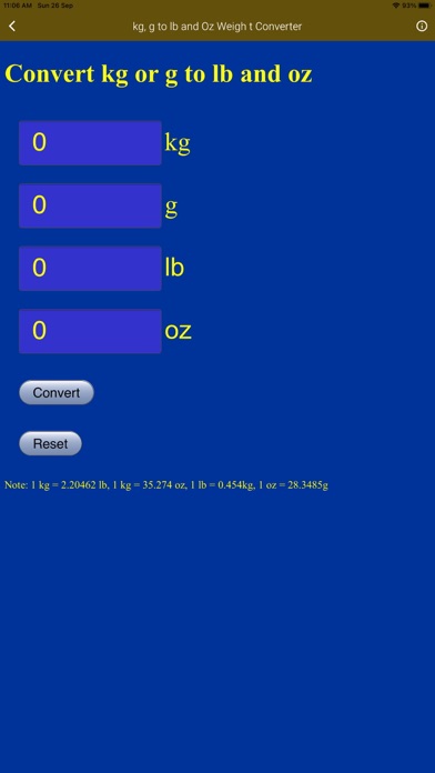 kg to lb weight converter Screenshot