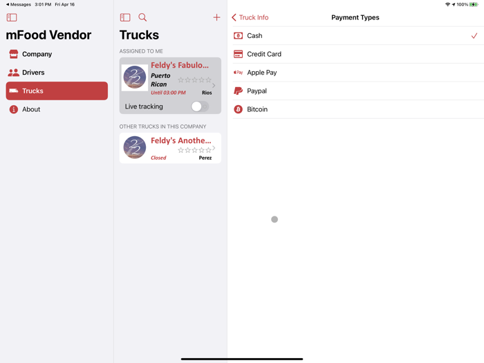 mFood™ - Food Truck Vendor App